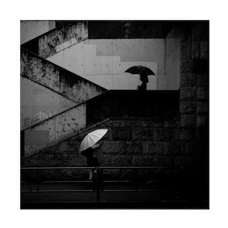 Yasuhiro Takachi 'A Black Umbrella And A White Umbrella' Canvas Art, 14x14